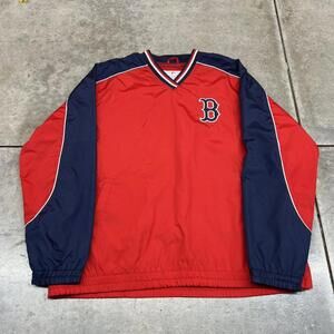 vintage boston red sox red and navy pullover windbreaker jacket size xl
